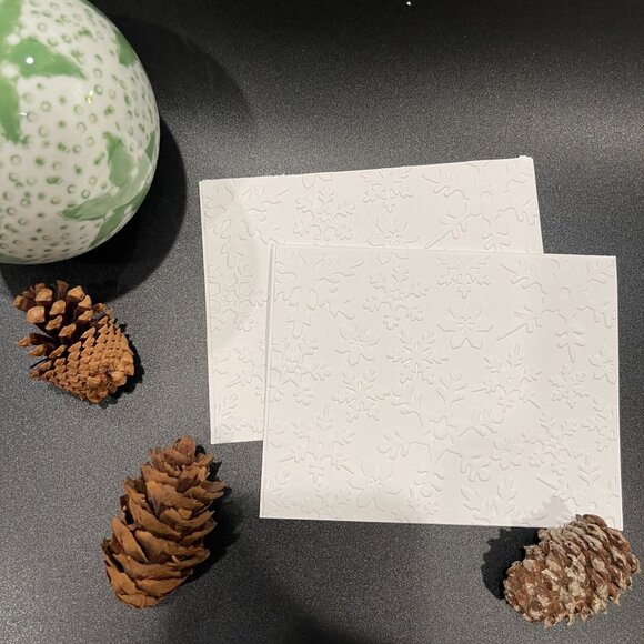 Snowflakes Embossed Holiday Cards, White Holiday Cards Set, Handmade Elegant Gre - Picture 2 of 6